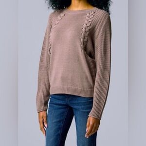 Simply Vera Vera Wang Braided Cable Knit Dolman Sweater “Aged Purple” Small